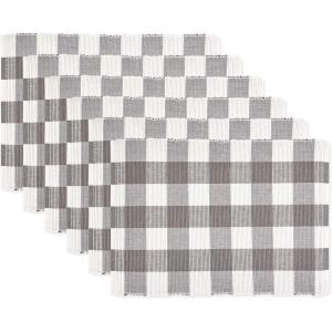 imageDII Buffalo Check Collection Classic Farmhouse Placemat Set 13x19 Red ampamp Black 6 PieceGray  White