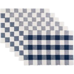 imageDII Buffalo Check Collection Classic Farmhouse Placemat Set 13x19 Red ampamp Black 6 PieceNavy  Cream