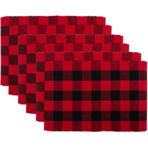 imageDII Buffalo Check Collection Classic Farmhouse Placemat Set 13x19 Red ampamp Black 6 PieceRed  Black