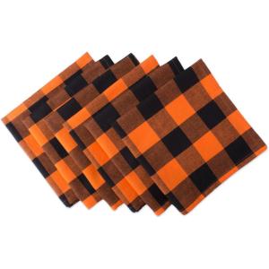 imageDII Buffalo Check Collection Classic Farmhouse Tabletop Set Napkin Set 20x20 Orange ampamp Black 6 PieceOrange  Black