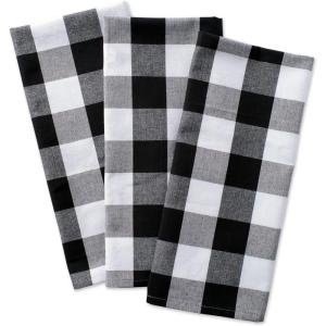 imageDII Buffalo Check Kitchen Collection Classic Farmhouse Dishtowel Set 20x30 Pink ampampWhite 3 PieceBlack  White