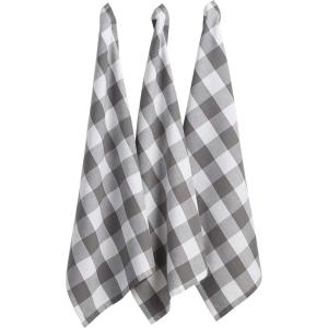 imageDII Buffalo Check Kitchen Collection Classic Farmhouse Dishtowel Set 20x30 Pink ampampWhite 3 PieceGray  White