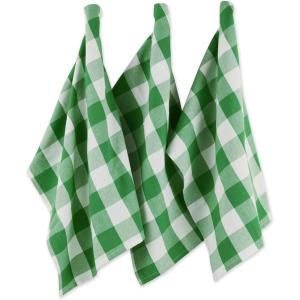 imageDII Buffalo Check Kitchen Collection Classic Farmhouse Dishtowel Set 20x30 Pink ampampWhite 3 PieceGreen  White