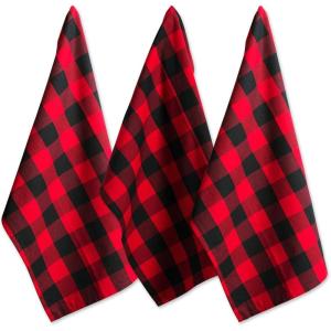 imageDII Buffalo Check Kitchen Collection Classic Farmhouse Dishtowel Set 20x30 Pink ampampWhite 3 PieceRed  Black
