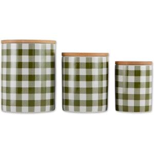 imageDII Ceramic Canister Sets for the Kitchen Food Safe Storage Containers with Lids Large Medium ampamp Small Buffalo Check Gray ampamp White 3 CountBuffalo Check  Antique Green  White