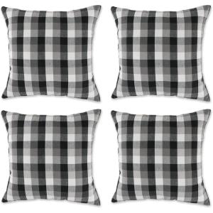 imageDII Decorative Square Throw Pillow Cover Collection Cotton Machine Washable Hidden Zipper 18x18 Gray Assorted 4 PieceGray Tricolor