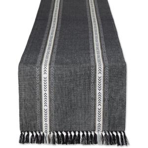 imageDII Everyday Collection Fringed Stripe Tabletop Table Runner 14x72 ThymeDobby Black