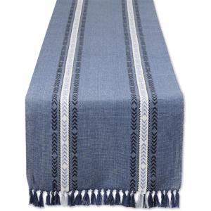 imageDII Everyday Collection Fringed Stripe Tabletop Table Runner 14x72 ThymeDobby French Blue
