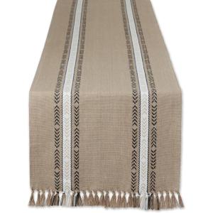 imageDII Everyday Collection Fringed Stripe Tabletop Table Runner 14x72 ThymeDobby Stone