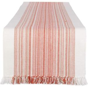 imageDII Everyday Collection Fringed Stripe Tabletop Table Runner 14x72 ThymePimento