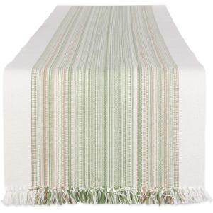 imageDII Everyday Collection Fringed Stripe Tabletop Table Runner 14x72 ThymeThyme