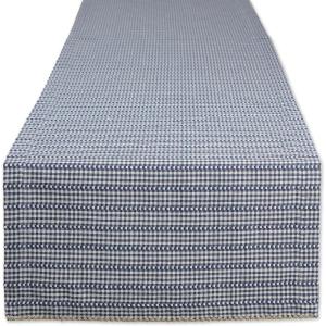imageDII Farmhouse Gingham Checked Tabletop Collection Table Runner 14x72 BlackFrench Blue