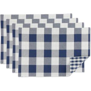imageDII Gingham Check Tabletop Collection Black Placemat SetNavy