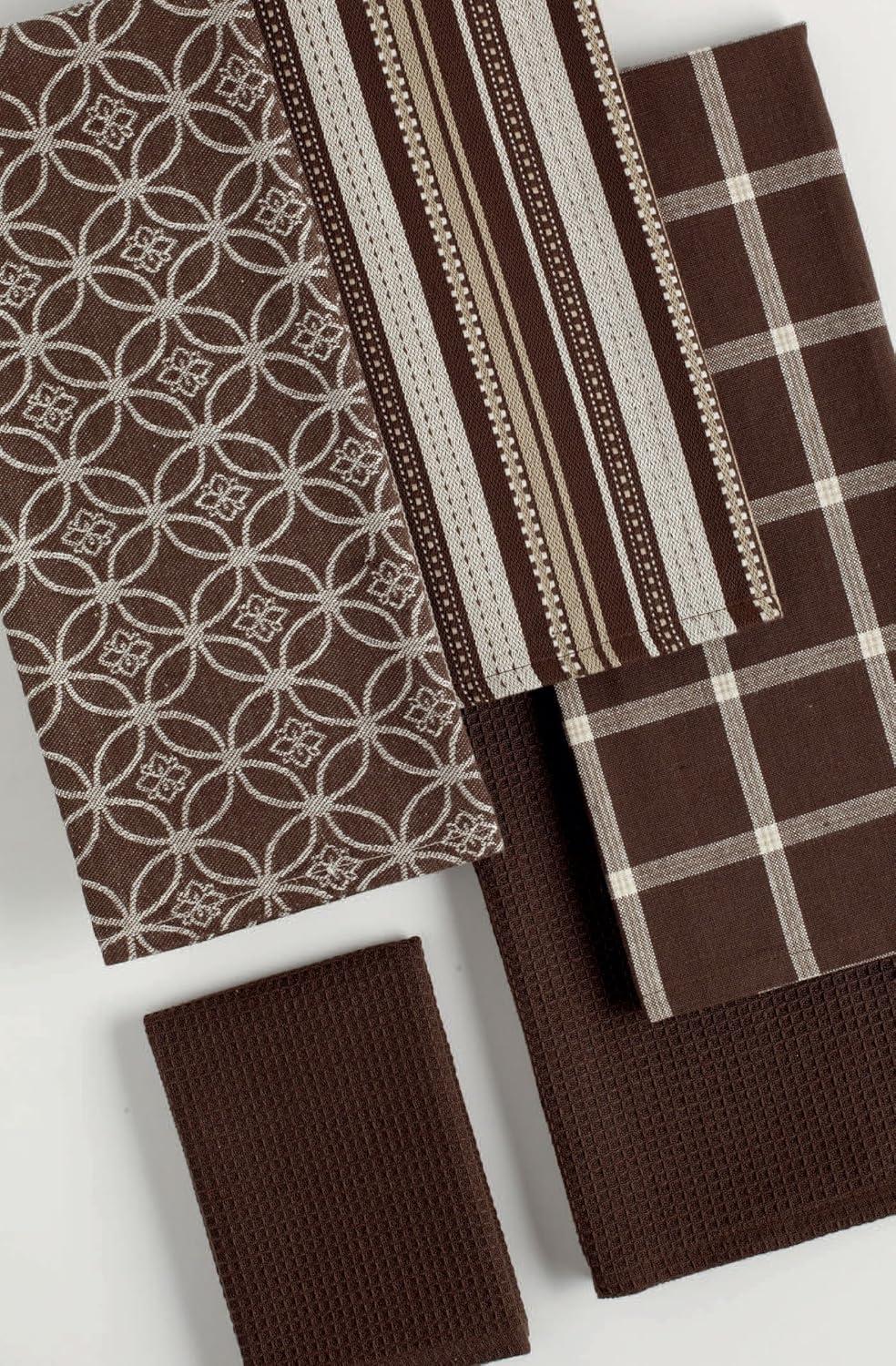 Set Strofinacci Da Cucina DII – 5 Pezzi In Cotone, Assortiti, Motivi Mare Del Nord, 45x71 Cm E 33x33 Cm
