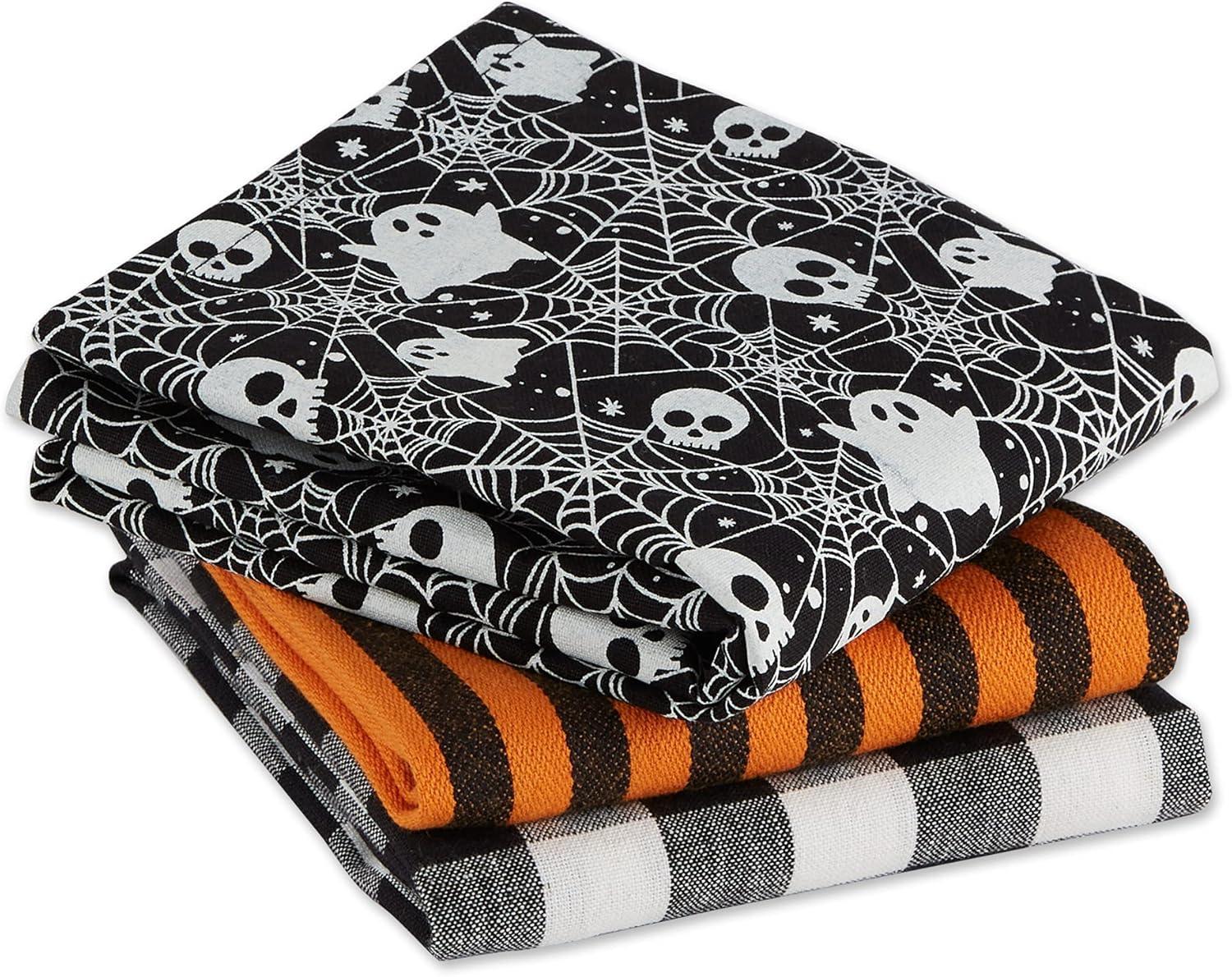 imageDII Halloween Hand Towels for the Kitchen Decorative Spooky ampamp Fun Cotton Printed Dishtowel Set 18x28 JackOLantern 3 CountHaunted Objects