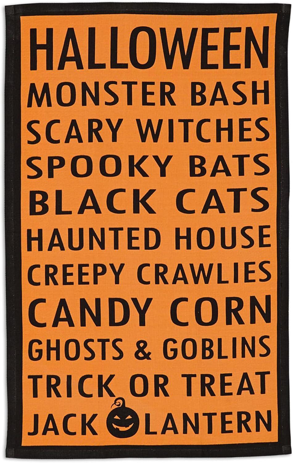 imageDII Halloween Hand Towels for the Kitchen Decorative Spooky ampamp Fun Cotton Printed Dishtowel Set 18x28 JackOLantern 3 CountMonster Bash