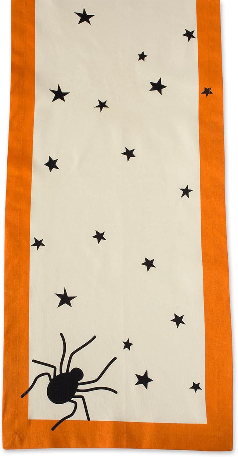 imageDII Halloween Tabletop Collection Bold Black StarsSpooky Spider with Orange Border on OffWhite Natural Background Machine Washable 14x72 Table Runner14x108 Table Runner