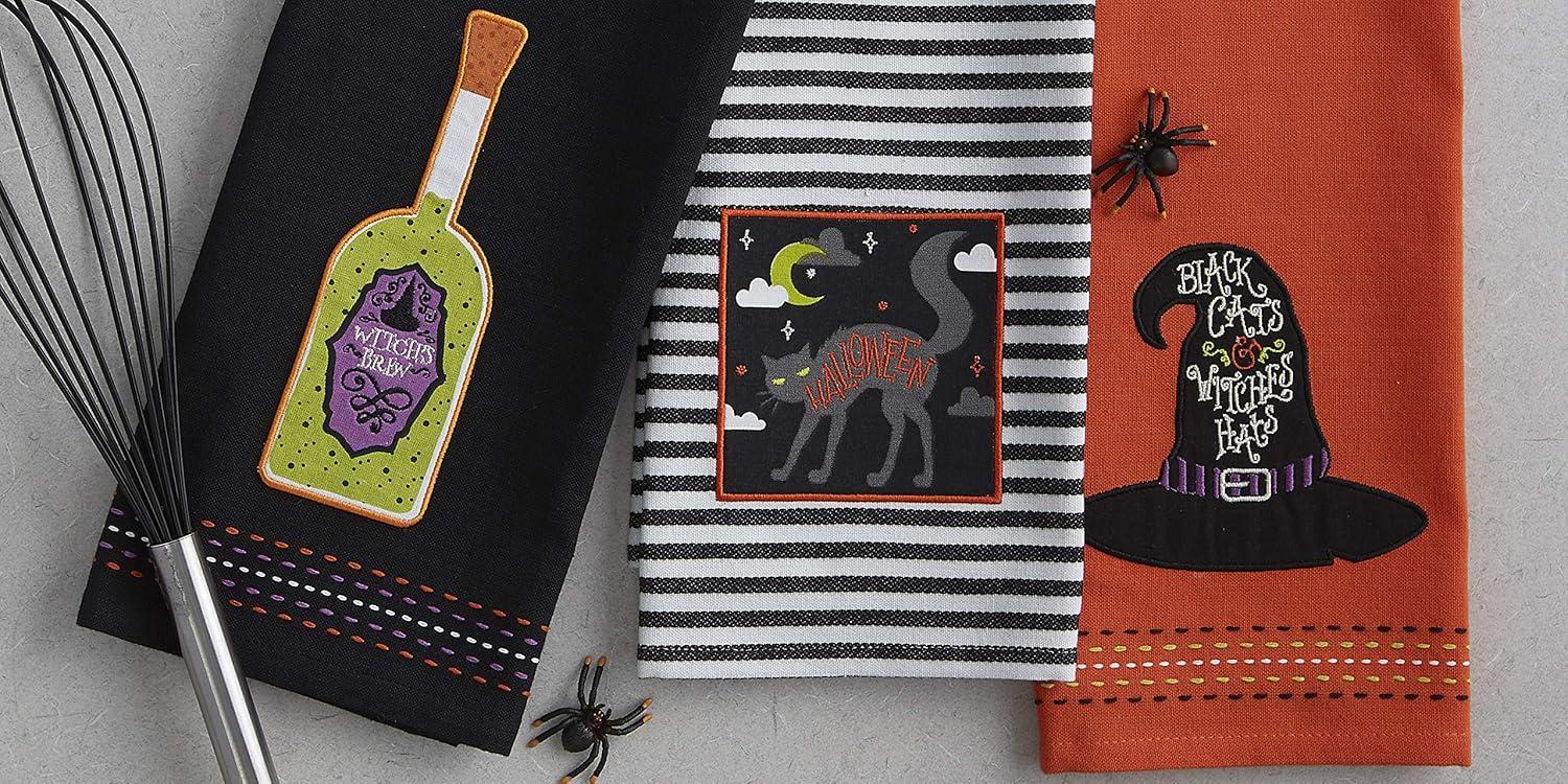 imageDII Happy Halloween Dishtowel Collection Embellished Cotton Kitchen Hand Towel Set 18x28 Home Sweet Haunted Home 3 CountBewitched Potion