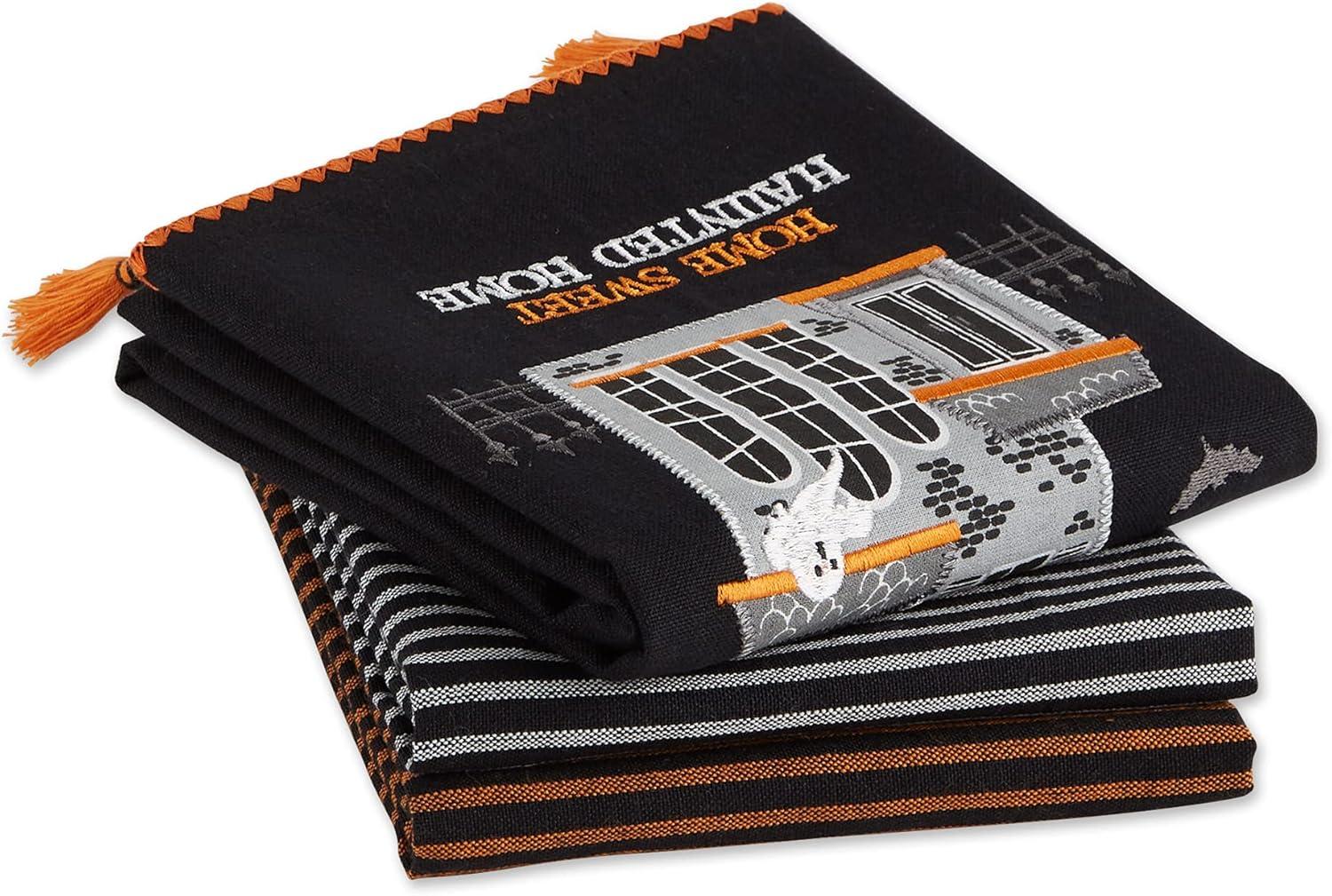 imageDII Happy Halloween Dishtowel Collection Embellished Cotton Kitchen Hand Towel Set 18x28 Home Sweet Haunted Home 3 CountHome Sweet Haunted Home