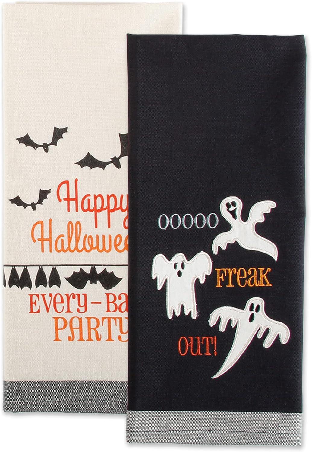 imageDII Spooky Kitchen Towel Collection Halloween Dcor Printed Dishtowel Set 18x28 Bats ampamp Ghosts 2 CountBats  Ghosts