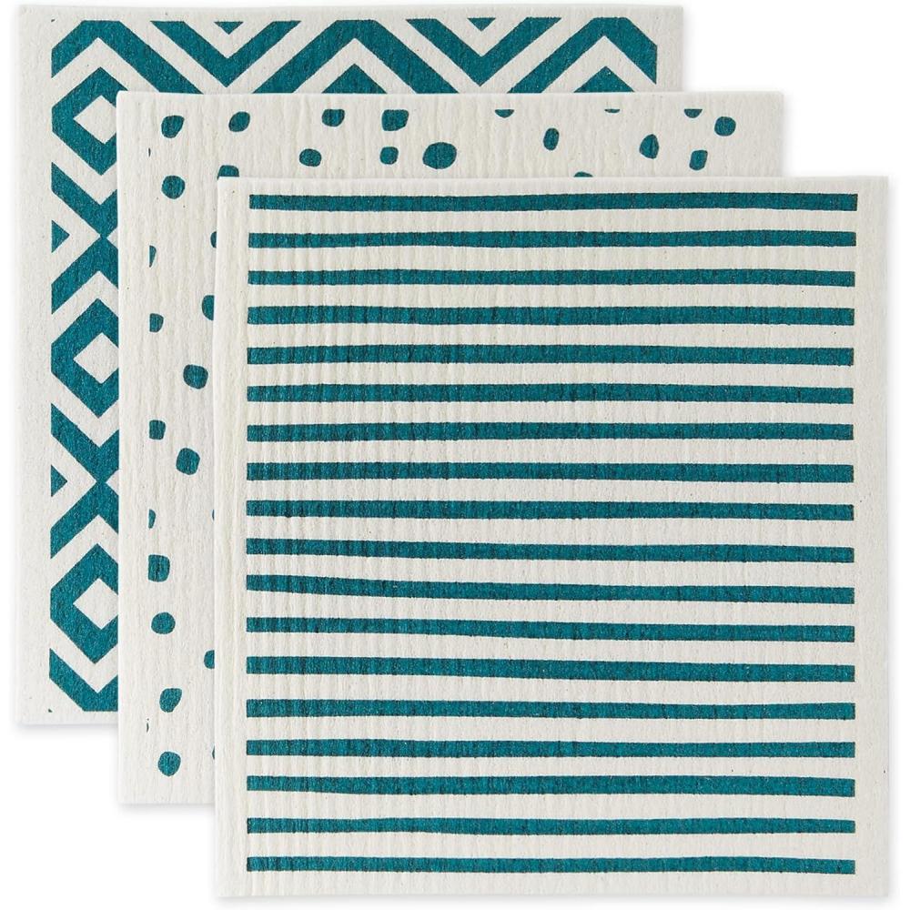 imageDII Swedish Dishcloths for Kitchen ampamp Cleaning Reusable Machine Washable ampamp Dishwasher Safe Biodegradable 775 x 675 Spooky 3 PieceTeal  White