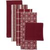 imageDII Assorted Woven Kitchen Set Dishtowel 18x28 Dishcloth 13x13 Red 5 PieceWine