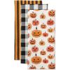 imageDII Halloween Hand Towels for the Kitchen Decorative Spooky ampamp Fun Cotton Printed Dishtowel Set 18x28 JackOLantern 3 CountOrange Buffalo CheckBlack  White Stripes