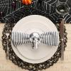 imageDII Halloween Napkin Rings Novelty Tabletop Dcor Set 2x15x15 Black Spider 6 PieceSilver Skull