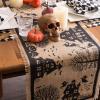 imageDII Halloween Primitive Style Burlap Tabletop Dcor Spooky Haunted House Jute Table Runner 14x74 Black ampamp TanTable Runner  14x113