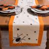 imageDII Halloween Tabletop Collection Bold Black StarsSpooky Spider with Orange Border on OffWhite Natural Background Machine Washable 14x72 Table Runner14x108 Table Runner