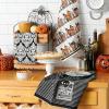 imageDII Happy Halloween Dishtowel Collection Embellished Cotton Kitchen Hand Towel Set 18x28 Home Sweet Haunted Home 3 CountSkull DamaskHaunted House