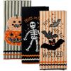 imageDII Happy Halloween Dishtowel Collection Embellished Cotton Kitchen Hand Towel Set 18x28 Home Sweet Haunted Home 3 CountTrick Or Treat Skeleton