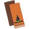 imageDII Spooky Kitchen Towel Collection Halloween Dcor Printed Dishtowel Set 18x28 Bats ampamp Ghosts 2 CountWitchy Hat Stripes