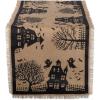 imageDII Halloween Primitive Style Burlap Tabletop Dcor Spooky Haunted House Jute Table Runner 14x74 Black ampamp TanTable Runner  14x113