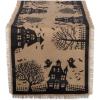 imageDII Halloween Primitive Style Burlap Tabletop Dcor Spooky Haunted House Jute Table Runner 14x74 Black ampamp TanTable Runner  14x74