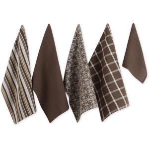 imageDII Assorted Woven Kitchen Set Dishtowel 18x28 Dishcloth 13x13 Red 5 PieceDark Brown