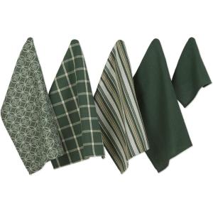 imageDII Assorted Woven Kitchen Set Dishtowel 18x28 Dishcloth 13x13 Red 5 PieceDark Green