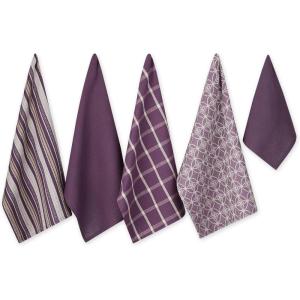 imageDII Assorted Woven Kitchen Set Dishtowel 18x28 Dishcloth 13x13 Red 5 PieceEggplant