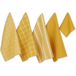 imageDII Assorted Woven Kitchen Set Dishtowel 18x28 Dishcloth 13x13 Red 5 PieceHoney Gold