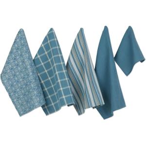 imageDII Assorted Woven Kitchen Set Dishtowel 18x28 Dishcloth 13x13 Red 5 PieceStorm Blue