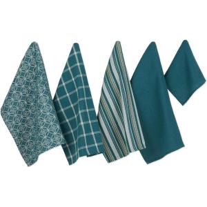 imageDII Assorted Woven Kitchen Set Dishtowel 18x28 Dishcloth 13x13 Red 5 PieceTeal