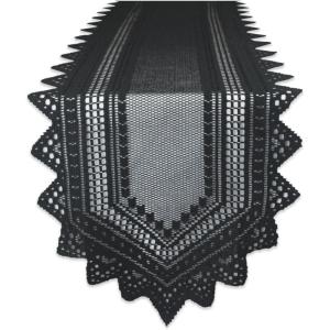 imageDII Black Lace Overlay Tabletop Collection Gothic Halloween Decor Table Runner 18x72 Spider WebBlack