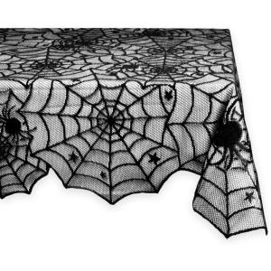 imageDII Black Lace Overlay Tabletop Collection Gothic Halloween Decor Table Runner 18x72 Spider WebSpider Web