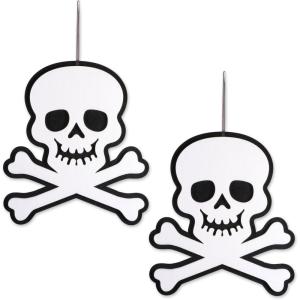 imageDII Fall Home ampamp Party Dcor Spooky Halloween Decorations Indoor ampamp Front Porch Hanging Foam Set Skulls ampamp Crossbones 2 Piece