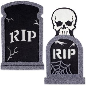 imageDII Fall Home ampamp Party Dcor Spooky Halloween Decorations Indoor ampamp Front Porch Hanging Foam Set Tombstones 2 Piece