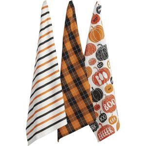 imageDII Halloween Hand Towels for the Kitchen Decorative Spooky ampamp Fun Cotton Printed Dishtowel Set 18x28 JackOLantern 3 CountPumpkin Boo