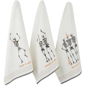 imageDII Halloween Hand Towels for the Kitchen Decorative Spooky ampamp Fun Cotton Printed Dishtowel Set 18x28 JackOLantern 3 CountSkeletons