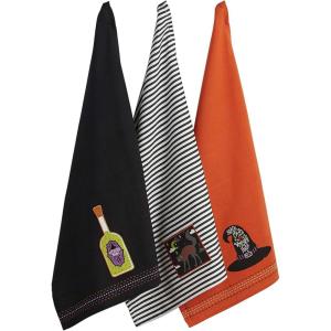 imageDII Happy Halloween Dishtowel Collection Embellished Cotton Kitchen Hand Towel Set 18x28 Home Sweet Haunted Home 3 CountBewitched Potion