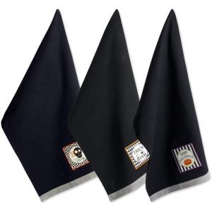 imageDII Happy Halloween Dishtowel Collection Embellished Cotton Kitchen Hand Towel Set 18x28 Home Sweet Haunted Home 3 CountBlack All Hallows Eve