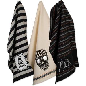 imageDII Happy Halloween Dishtowel Collection Embellished Cotton Kitchen Hand Towel Set 18x28 Home Sweet Haunted Home 3 CountSkeleton